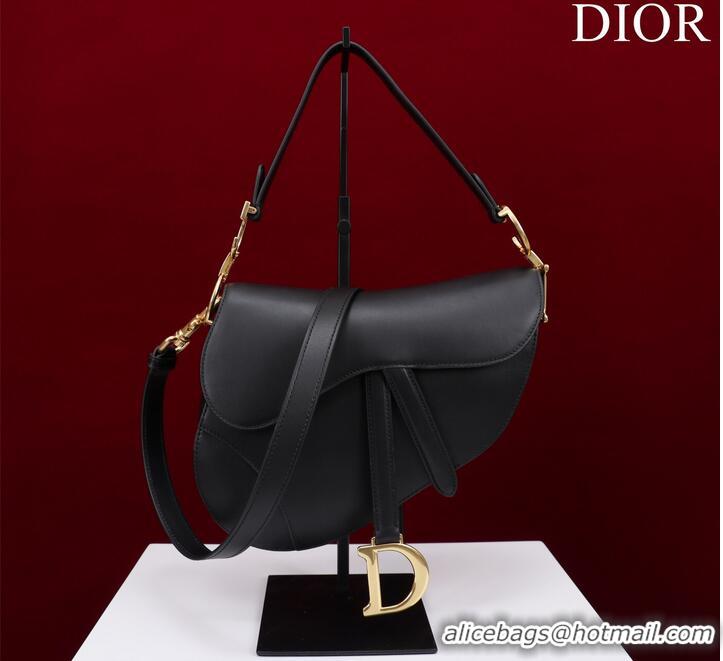 New Fashion Dior SADDLE BAG WITH STRAP Black Smooth Calfskin M0455CWG