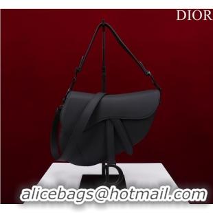 Famous Brand Dior SADDLE BAG WITH STRAP Black Ultramatte Calfskin M0455SLLO