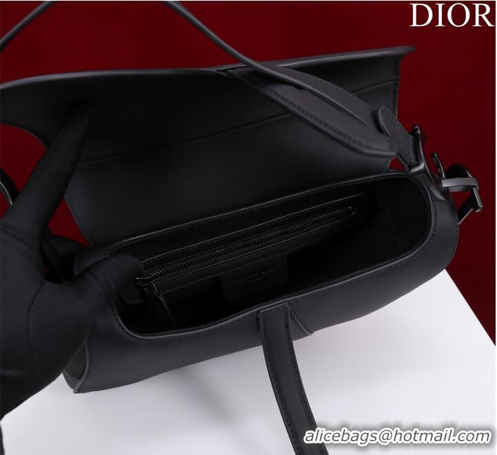 Famous Brand Dior SADDLE BAG WITH STRAP Black Ultramatte Calfskin M0455SLLO