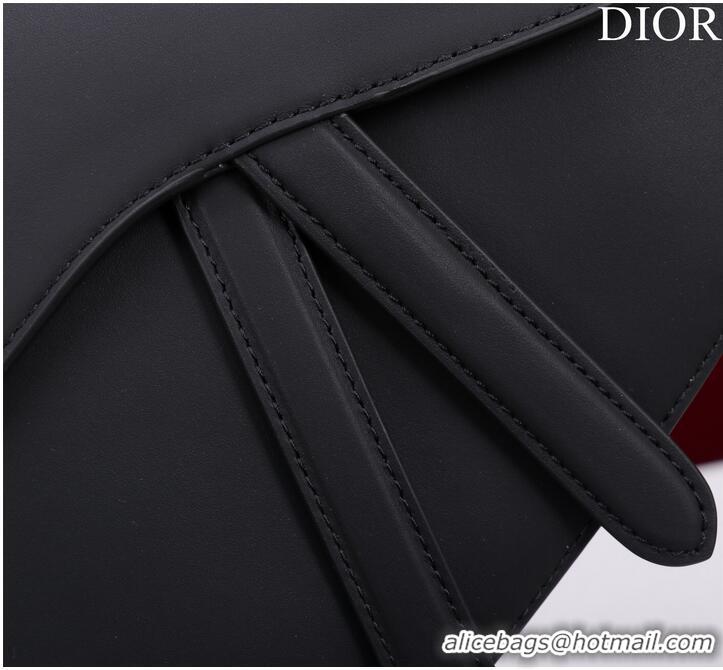 Famous Brand Dior SADDLE BAG WITH STRAP Black Ultramatte Calfskin M0455SLLO