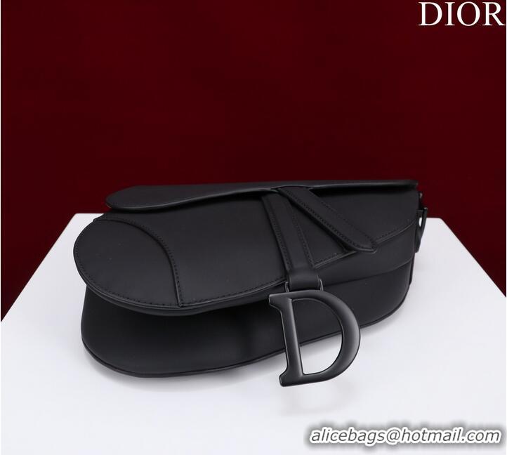 Famous Brand Dior SADDLE BAG WITH STRAP Black Ultramatte Calfskin M0455SLLO