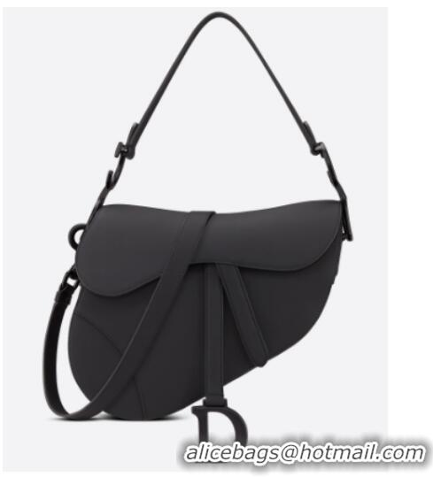 Famous Brand Dior SADDLE BAG WITH STRAP Black Ultramatte Calfskin M0455SLLO