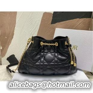 Grade Quality MEDIUM DIOR AMMI BAG Sand Black Supple Macrocannage Lambskin M22566F