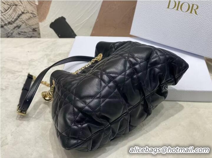 Grade Quality MEDIUM DIOR AMMI BAG Sand Black Supple Macrocannage Lambskin M22566F