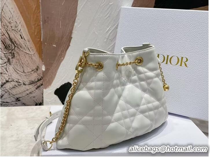 Super Quality MEDIUM DIOR AMMI BAG Sand white Supple Macrocannage Lambskin M22566F