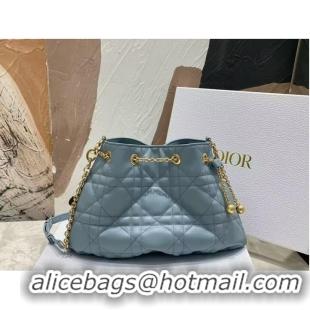 Top Quality MEDIUM DIOR AMMI BAG Sand Blue Supple Macrocannage Lambskin M22566F