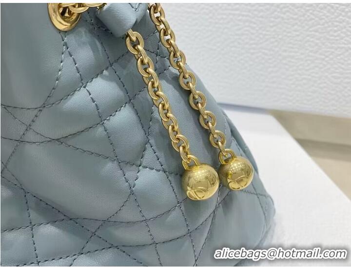 Top Quality MEDIUM DIOR AMMI BAG Sand Blue Supple Macrocannage Lambskin M22566F