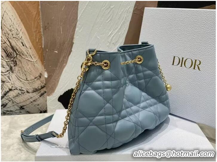 Top Quality MEDIUM DIOR AMMI BAG Sand Blue Supple Macrocannage Lambskin M22566F