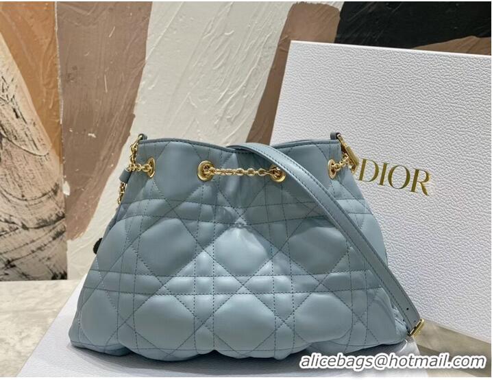 Top Quality MEDIUM DIOR AMMI BAG Sand Blue Supple Macrocannage Lambskin M22566F