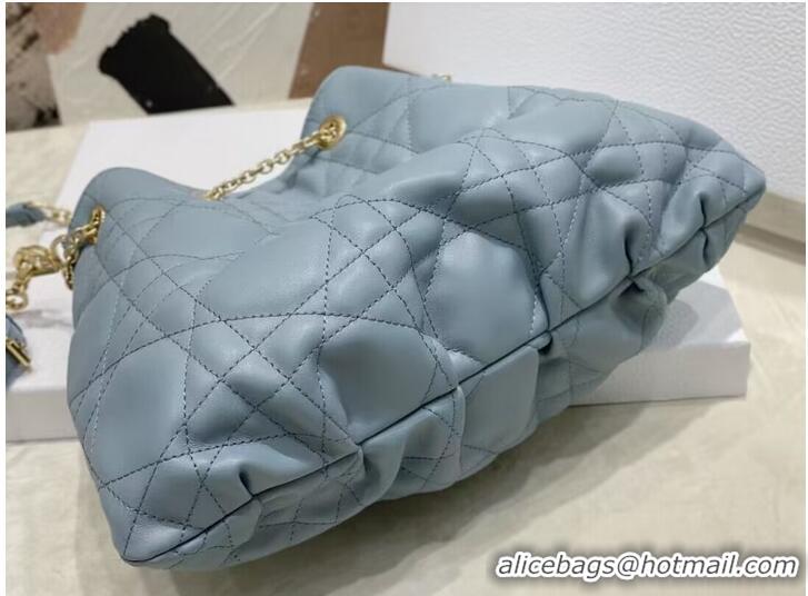 Top Quality MEDIUM DIOR AMMI BAG Sand Blue Supple Macrocannage Lambskin M22566F