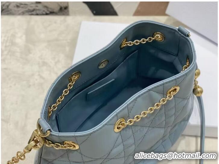 Top Quality MEDIUM DIOR AMMI BAG Sand Blue Supple Macrocannage Lambskin M22566F