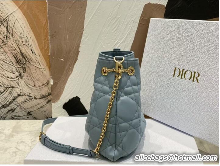 Top Quality MEDIUM DIOR AMMI BAG Sand Blue Supple Macrocannage Lambskin M22566F