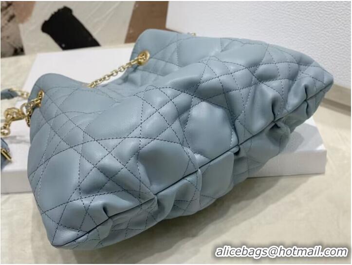 Top Quality MEDIUM DIOR AMMI BAG Sand Blue Supple Macrocannage Lambskin M22566F