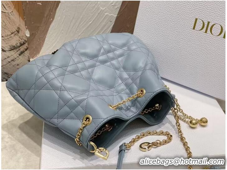 Top Quality MEDIUM DIOR AMMI BAG Sand Blue Supple Macrocannage Lambskin M22566F