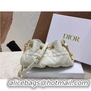 Affordable Price SMALL DIOR AMMI BAG Sand WHITE Supple Macrocannage Lambskin M22567F