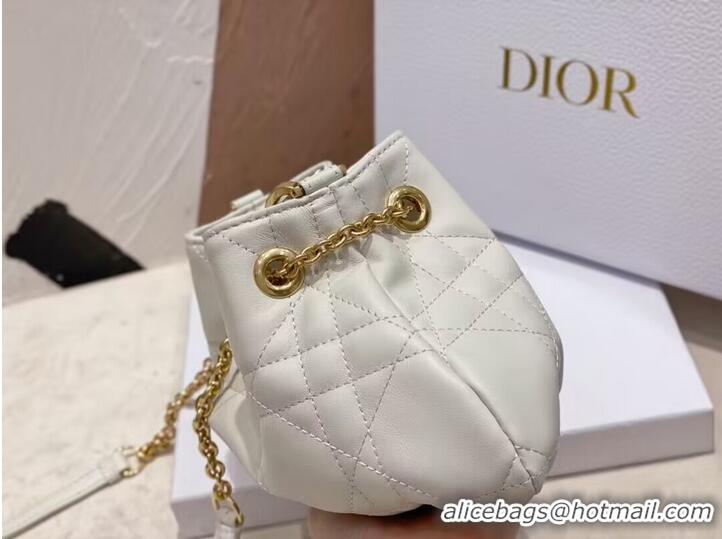 Affordable Price SMALL DIOR AMMI BAG Sand WHITE Supple Macrocannage Lambskin M22567F