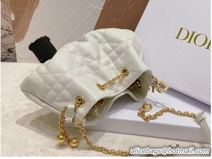 Affordable Price SMALL DIOR AMMI BAG Sand WHITE Supple Macrocannage Lambskin M22567F