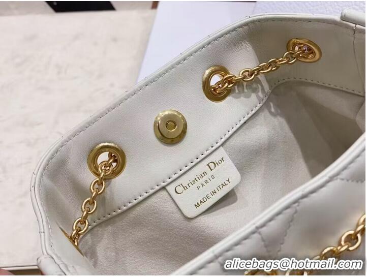 Affordable Price SMALL DIOR AMMI BAG Sand WHITE Supple Macrocannage Lambskin M22567F