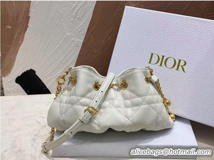 Affordable Price SMALL DIOR AMMI BAG Sand WHITE Supple Macrocannage Lambskin M22567F