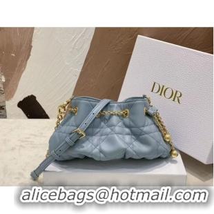 Most Popular SMALL DIOR AMMI BAG Sand BLUE Supple Macrocannage Lambskin M22567F