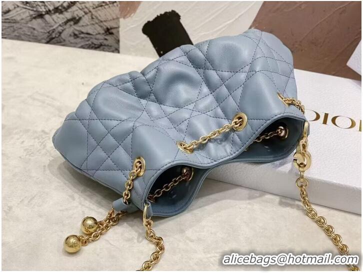 Most Popular SMALL DIOR AMMI BAG Sand BLUE Supple Macrocannage Lambskin M22567F