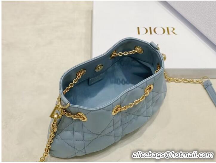 Most Popular SMALL DIOR AMMI BAG Sand BLUE Supple Macrocannage Lambskin M22567F