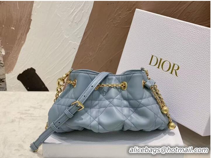 Most Popular SMALL DIOR AMMI BAG Sand BLUE Supple Macrocannage Lambskin M22567F