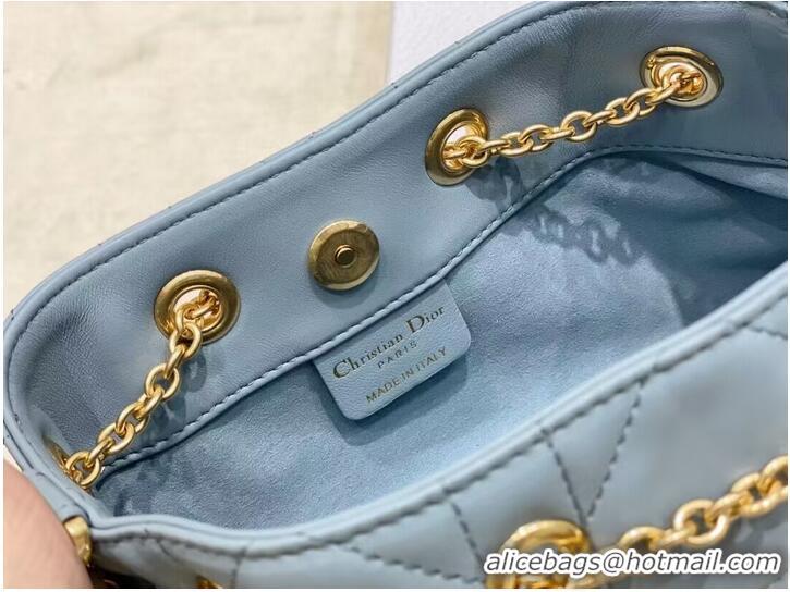 Most Popular SMALL DIOR AMMI BAG Sand BLUE Supple Macrocannage Lambskin M22567F