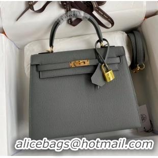 Discount Hermes Kelly 25cm Shoulder Bags Original Epsom Leather KL2755 Vert amande