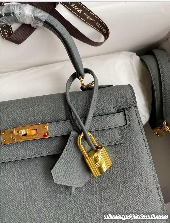 Discount Hermes Kelly 25cm Shoulder Bags Original Epsom Leather KL2755 Vert amande