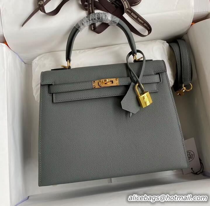 Discount Hermes Kelly 25cm Shoulder Bags Original Epsom Leather KL2755 Vert amande