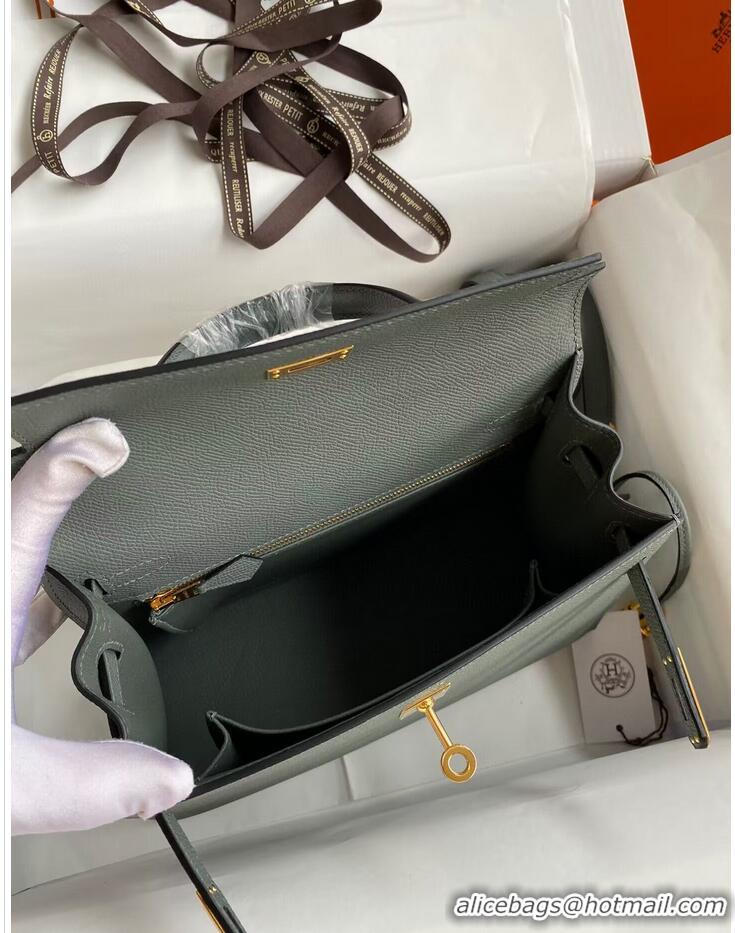 Discount Hermes Kelly 25cm Shoulder Bags Original Epsom Leather KL2755 Vert amande