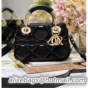 Chic Promotional LADY DIOR TOP HANDLE SMALL BAG Cannage Lambskin C0620 black