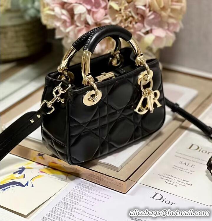 Chic Promotional LADY DIOR TOP HANDLE SMALL BAG Cannage Lambskin C0620 black