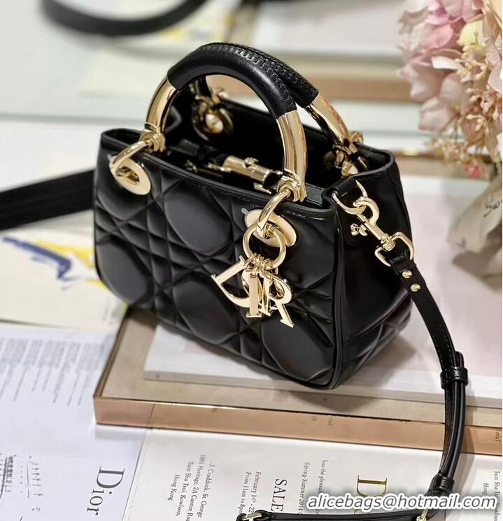 Chic Promotional LADY DIOR TOP HANDLE SMALL BAG Cannage Lambskin C0620 black