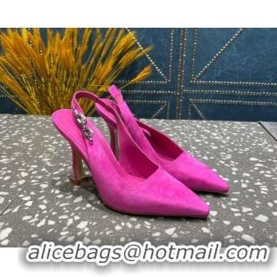 Best Price Louis Vuitton Sparkle Suede Slingback Sandals with Chain 9.5cm Dark Pink 020908