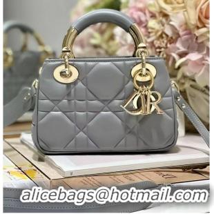 Top Design LADY DIOR TOP HANDLE SMALL BAG Cannage Lambskin C0620 gray