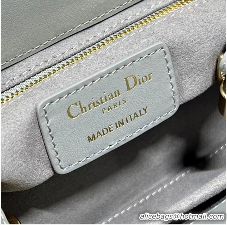 Top Design LADY DIOR TOP HANDLE SMALL BAG Cannage Lambskin C0620 gray