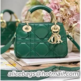 Promotional LADY DIOR TOP HANDLE SMALL BAG Cannage Lambskin C0620 green