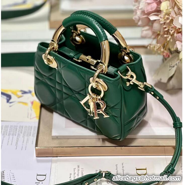 Promotional LADY DIOR TOP HANDLE SMALL BAG Cannage Lambskin C0620 green