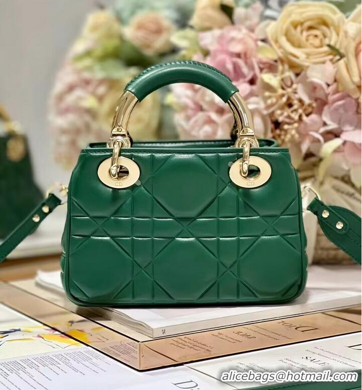 Promotional LADY DIOR TOP HANDLE SMALL BAG Cannage Lambskin C0620 green