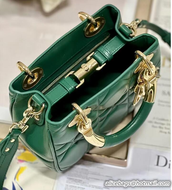 Promotional LADY DIOR TOP HANDLE SMALL BAG Cannage Lambskin C0620 green