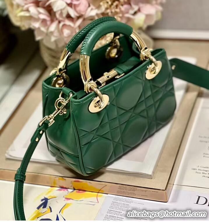 Promotional LADY DIOR TOP HANDLE SMALL BAG Cannage Lambskin C0620 green