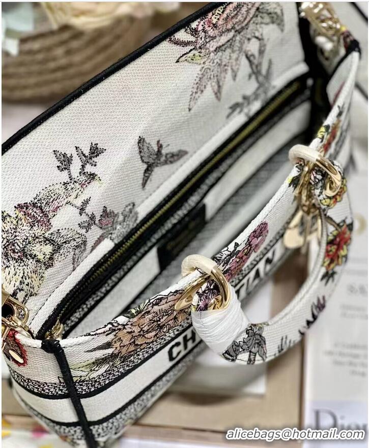 Good Quality Dior MEDIUM LADY D-JOY BAG Multicolor Petites Fleurs Embroidery M0540ON