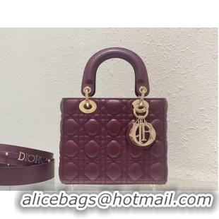 Top Quality SMALL LADY DIOR MY ABCDIOR BAG Cannage Lambskin M0538ONG wine