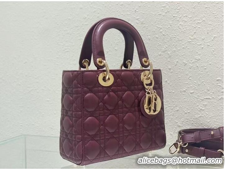 Top Quality SMALL LADY DIOR MY ABCDIOR BAG Cannage Lambskin M0538ONG wine