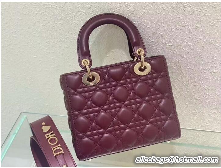 Top Quality SMALL LADY DIOR MY ABCDIOR BAG Cannage Lambskin M0538ONG wine