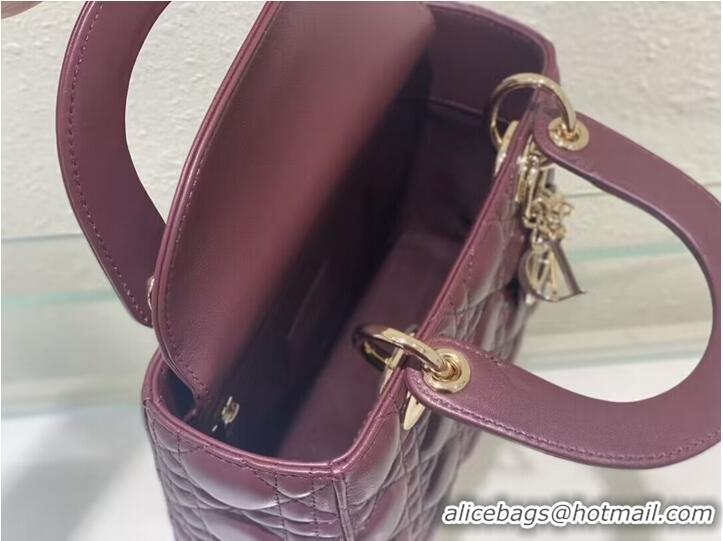 Top Quality SMALL LADY DIOR MY ABCDIOR BAG Cannage Lambskin M0538ONG wine