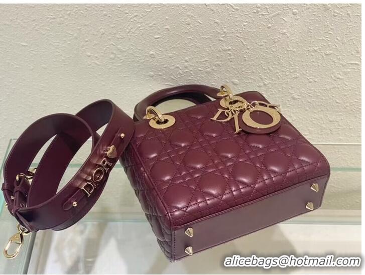 Top Quality SMALL LADY DIOR MY ABCDIOR BAG Cannage Lambskin M0538ONG wine