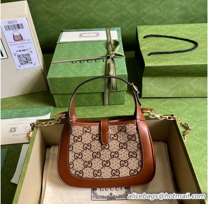 Gucci Jackie 1961 mini crystal GG lizard hobo bag 637091 Brown